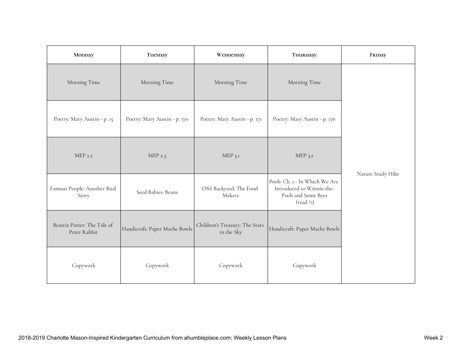 2018-2019 Charlotte Mason-Inspired Kindergarten Curriculum - Image 4