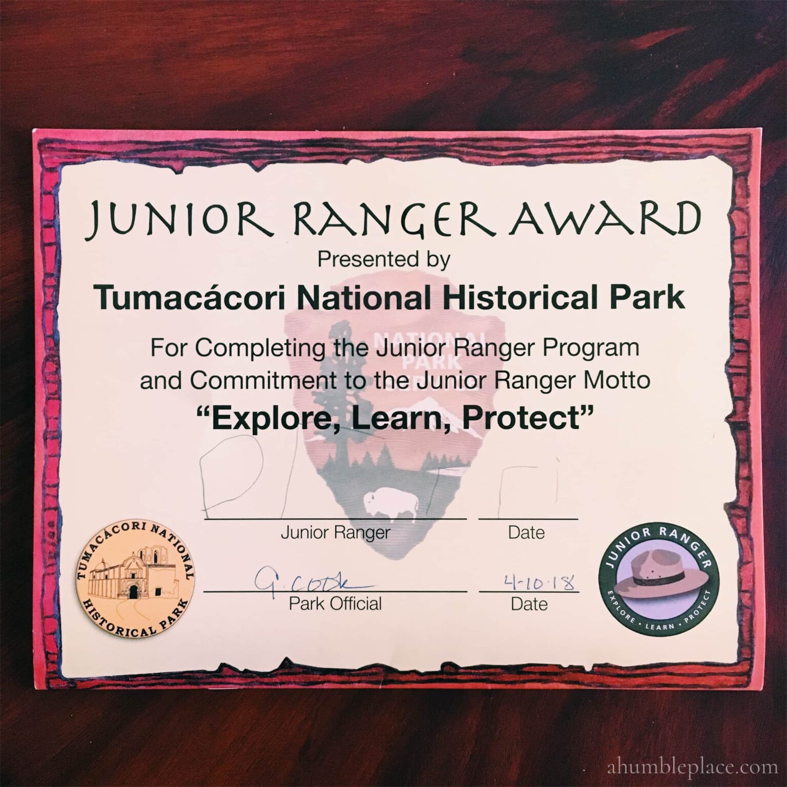 Grand Canyon, Tumacácori, and Saguaro Junior Ranger Adventures · a ...