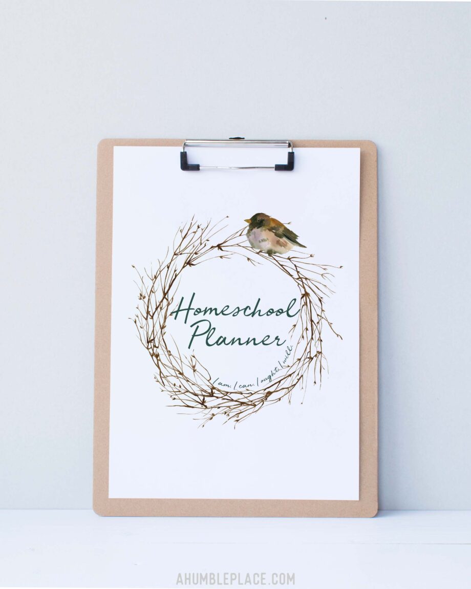 Customizable Printable Homeschool Planner Cover with Watercolor Wreath