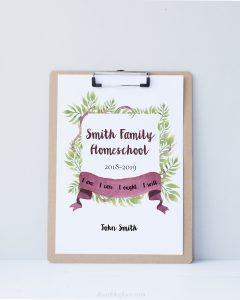 Printable Homeschool Planner Cover with Ferns and Ribbons and Charlotte Mason Quote - ahumbleplace.com