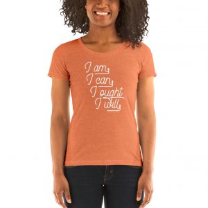 Charlotte Mason "I am. I can. I ought. I will." in Cursive Line Art Ladies' short sleeve t-shirt - ahumbleplace.com