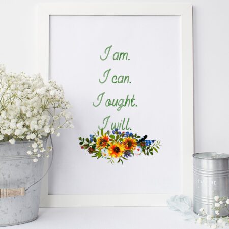 Charlotte Mason “I am….” Quote with Watercolor Sunflowers Downloadable Print - ahumbleplace.com