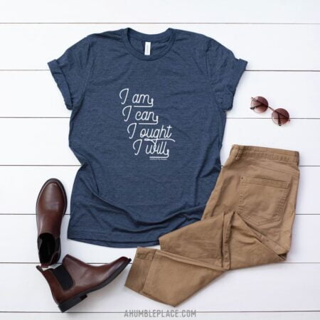 Charlotte Mason “I am. I can. I ought. I will.” in Cursive Short-Sleeve Unisex T-Shirt - ahumbleplace.com