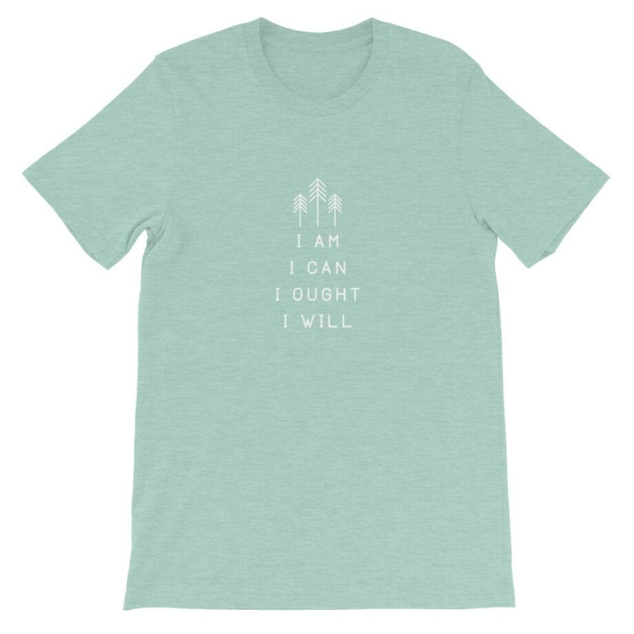 Charlotte Mason “I am. I can. I ought. I will.” Line Quote Short-Sleeve T-Shirt - Image 13