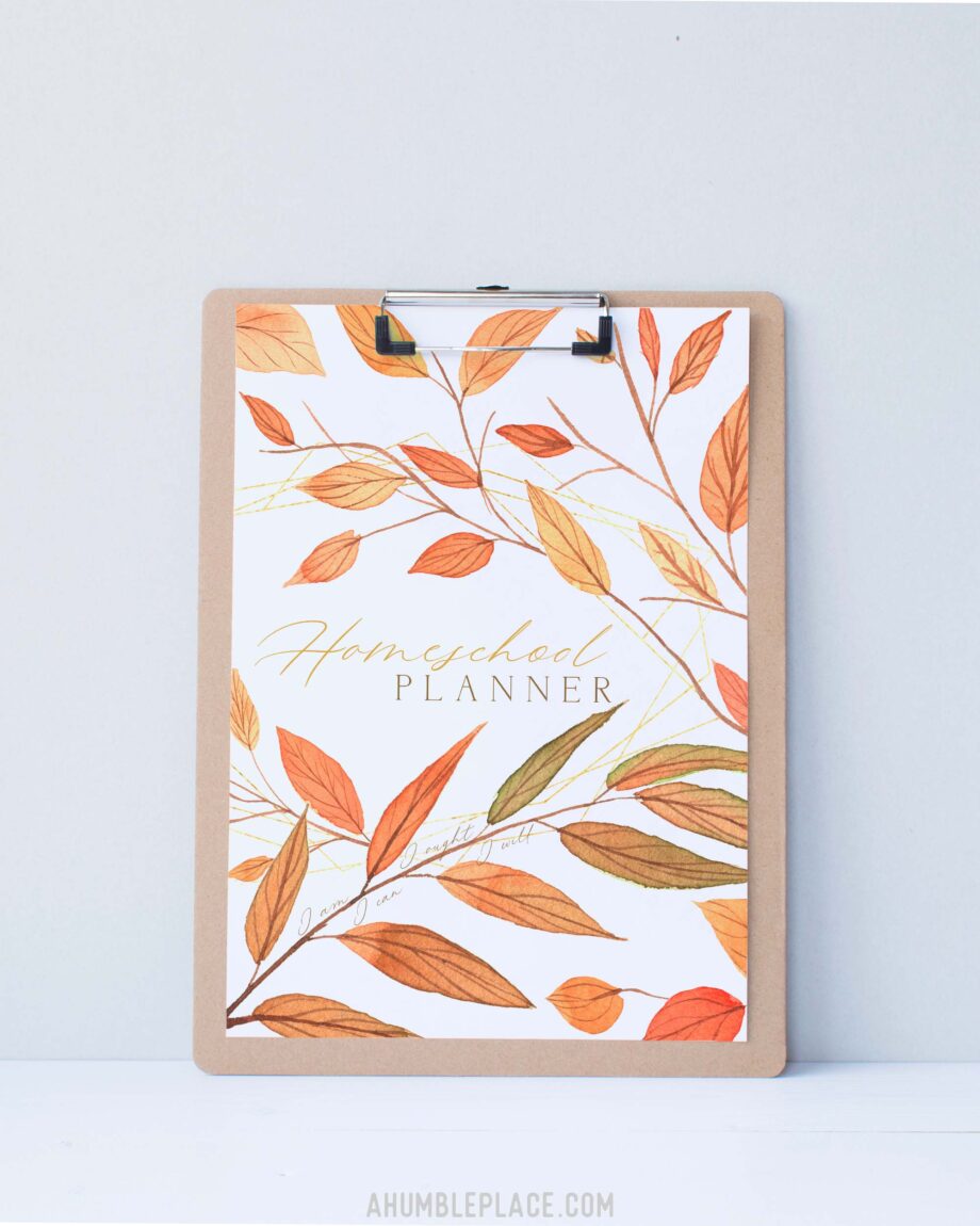 Customizable Printable Homeschool Planner Cover with Watercolor Autumn Branches