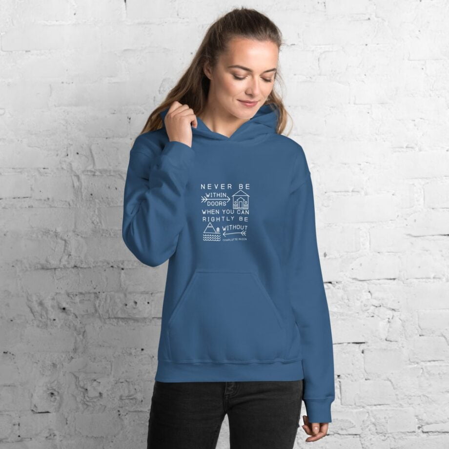 Charlotte Mason “Never be within doors…” Line Art Hooded Sweatshirt - Image 6