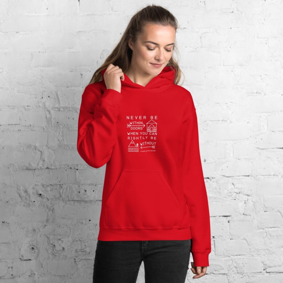 Charlotte Mason “Never be within doors…” Line Art Hooded Sweatshirt - Image 5