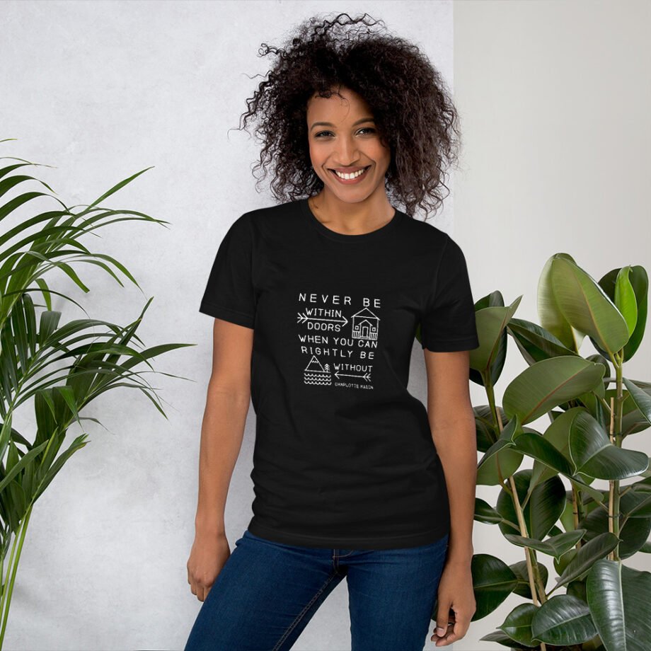 Charlotte Mason “Never be within doors...” Line Art Short-Sleeve T-Shirt - Image 3