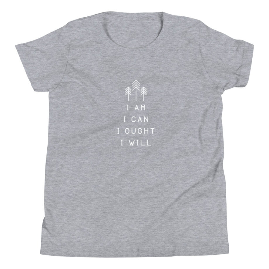 Charlotte Mason “I am. I can. I ought. I will.” Line Art Youth Short Sleeve T-Shirt - Image 11