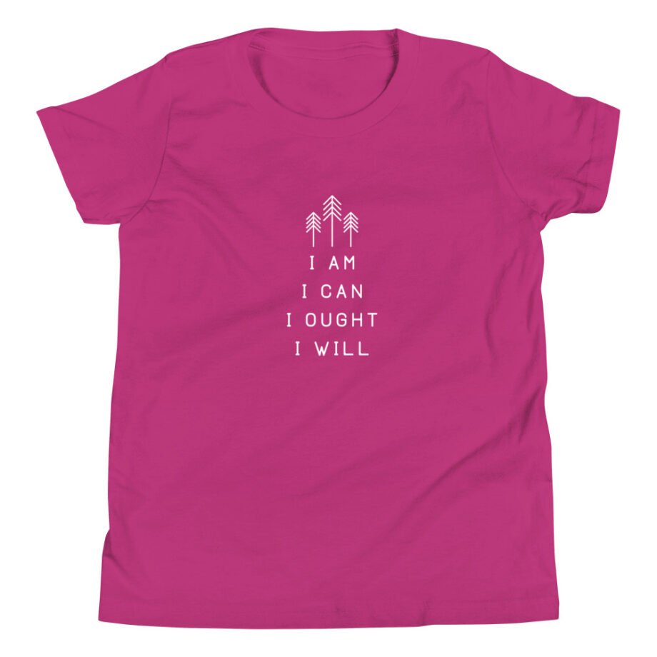 Charlotte Mason “I am. I can. I ought. I will.” Line Art Youth Short Sleeve T-Shirt - Image 7