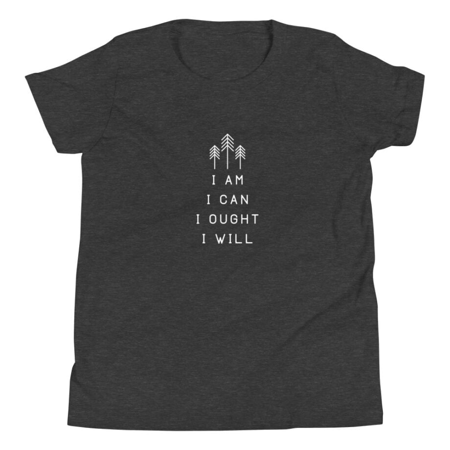 Charlotte Mason “I am. I can. I ought. I will.” Line Art Youth Short Sleeve T-Shirt - Image 5