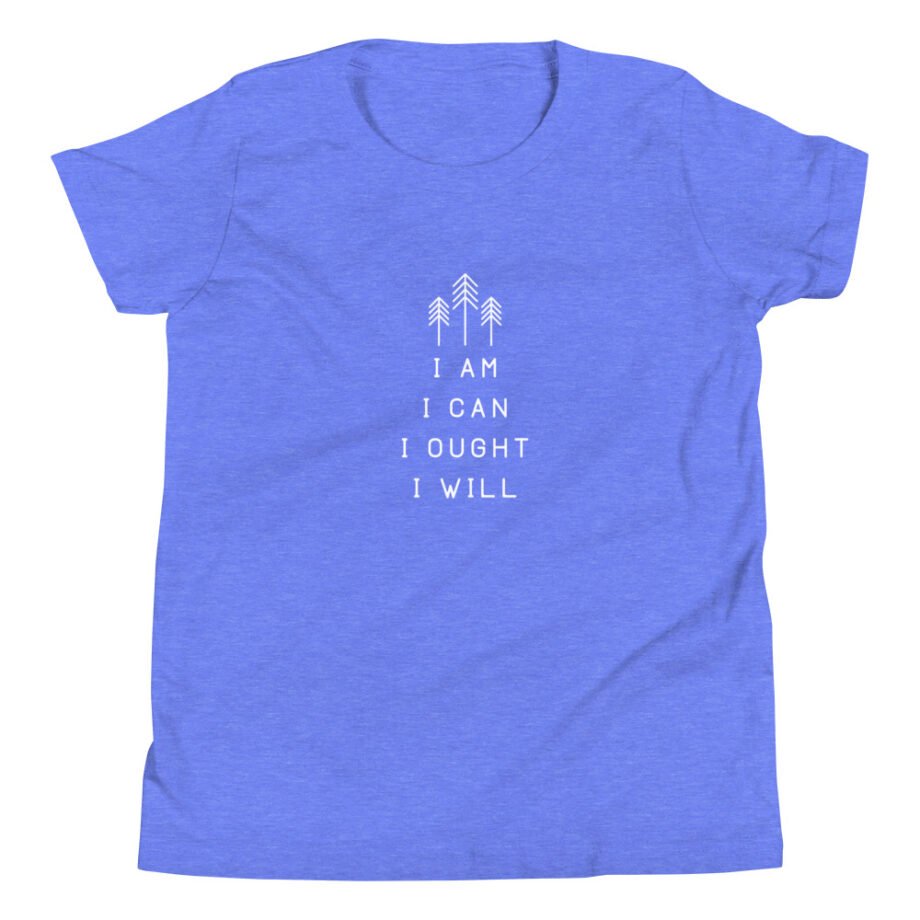 Charlotte Mason “I am. I can. I ought. I will.” Line Art Youth Short Sleeve T-Shirt - Image 10