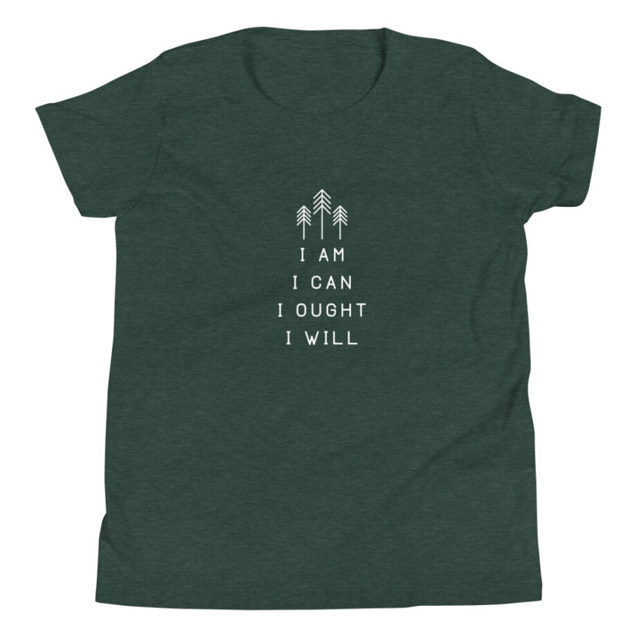 Charlotte Mason “I am. I can. I ought. I will.” Line Art Youth Short Sleeve T-Shirt - Image 8