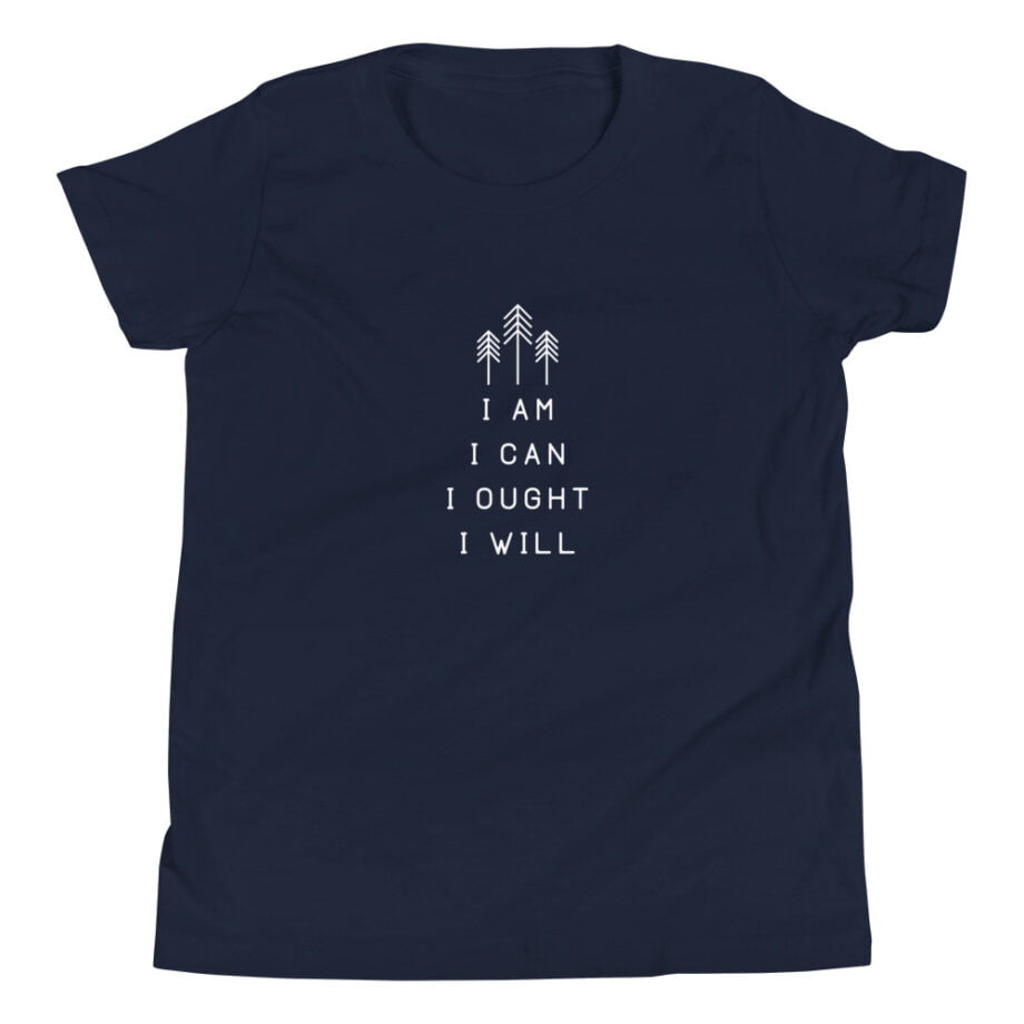 Charlotte Mason “I am. I can. I ought. I will.” Line Art Youth Short Sleeve T-Shirt - Image 3