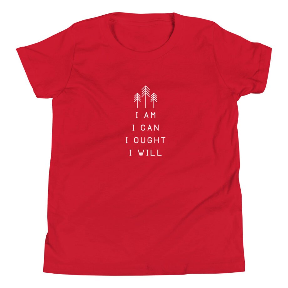 Charlotte Mason “I am. I can. I ought. I will.” Line Art Youth Short Sleeve T-Shirt - Image 4