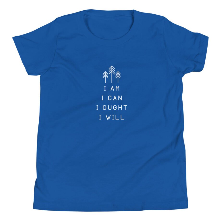 Charlotte Mason “I am. I can. I ought. I will.” Line Art Youth Short Sleeve T-Shirt - Image 6