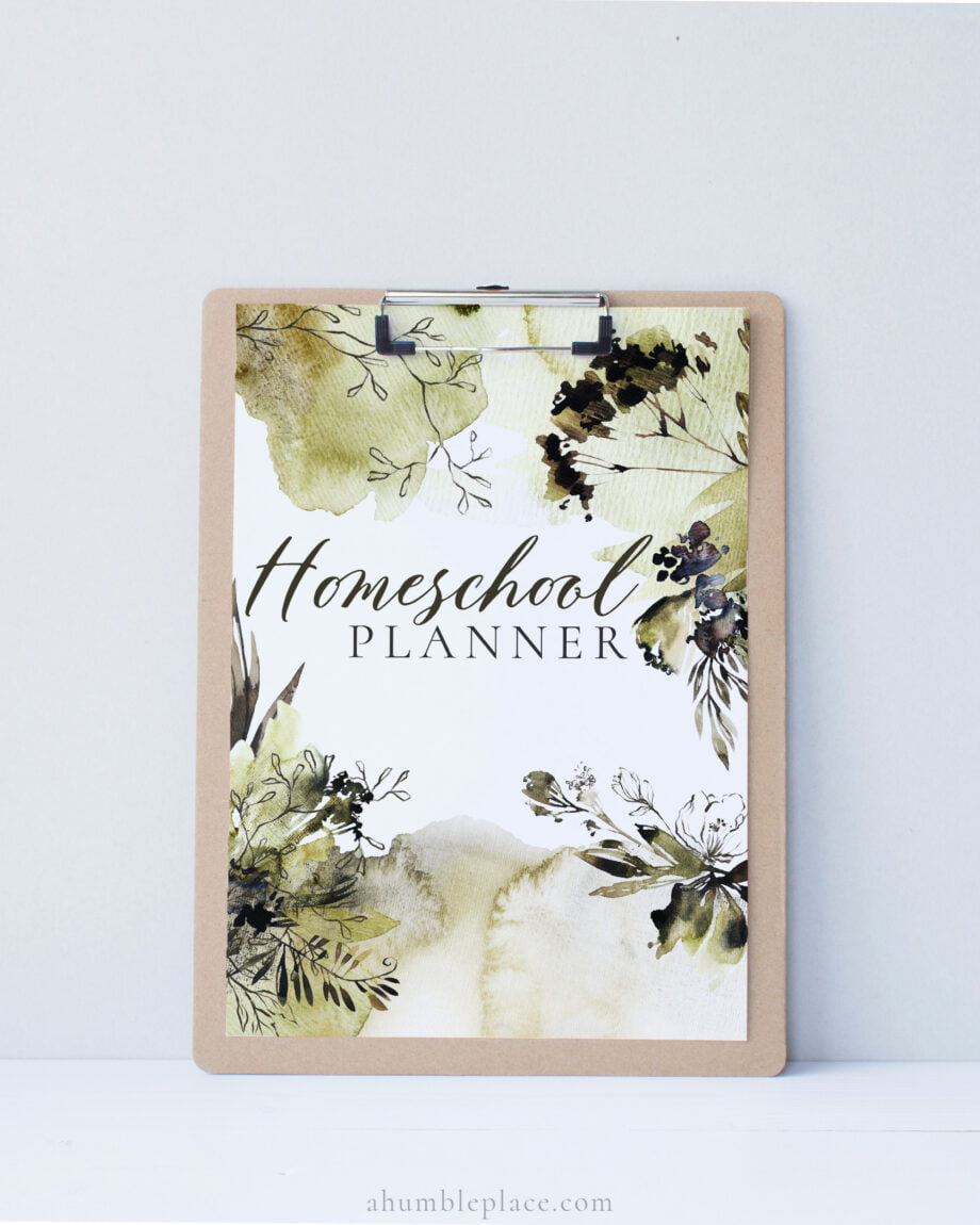 Customizable Printable Homeschool Planner Cover with Nature Watercolors