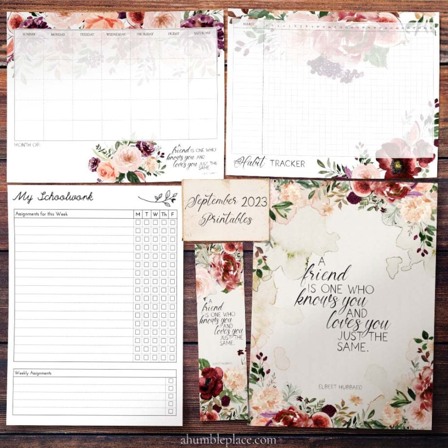 Elbert Hubbard "A friend is one..." Quote with Watercolor Autumn Florals Print (September 2023 Patreon Download)