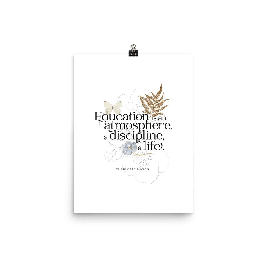 Charlotte Mason “Education is an Atmosphere” Quote with Watercolor Nature Ephemera Print - Image 4