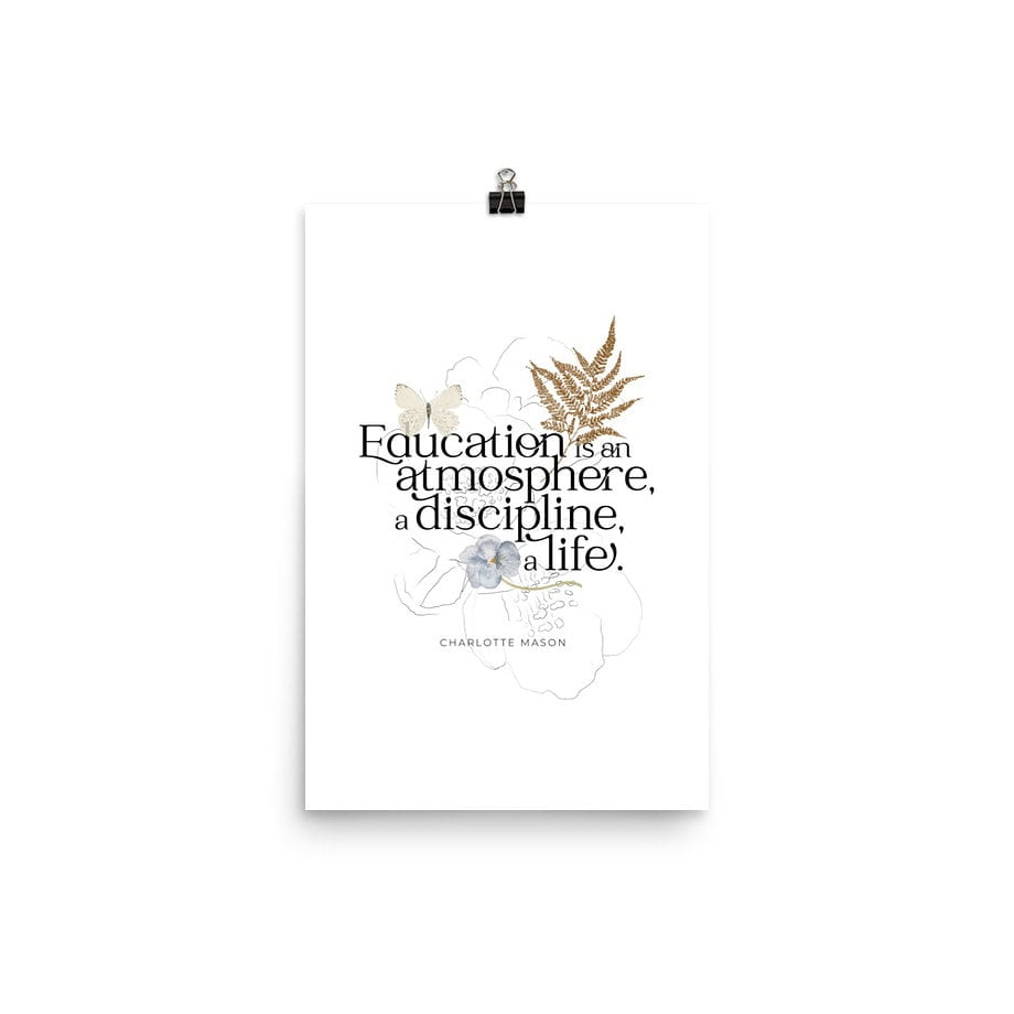 Charlotte Mason “Education is an Atmosphere” Quote with Watercolor Nature Ephemera Print - Image 5