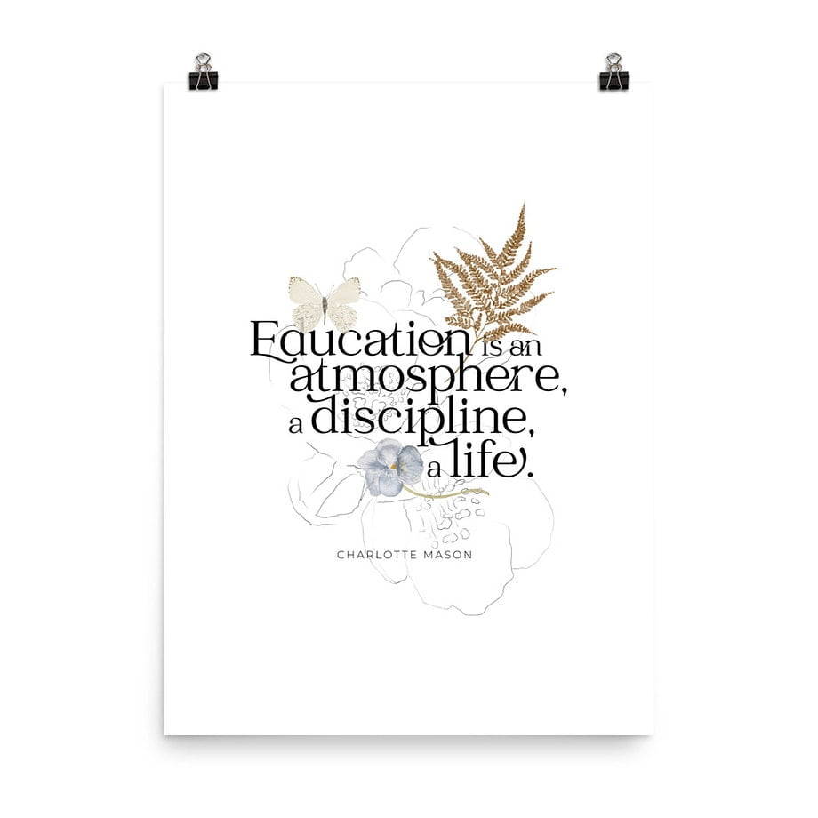 Charlotte Mason “Education is an Atmosphere” Quote with Watercolor Nature Ephemera Print - Image 9