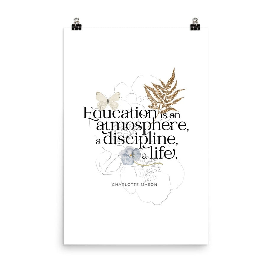 Charlotte Mason “Education is an Atmosphere” Quote with Watercolor Nature Ephemera Print - Image 10