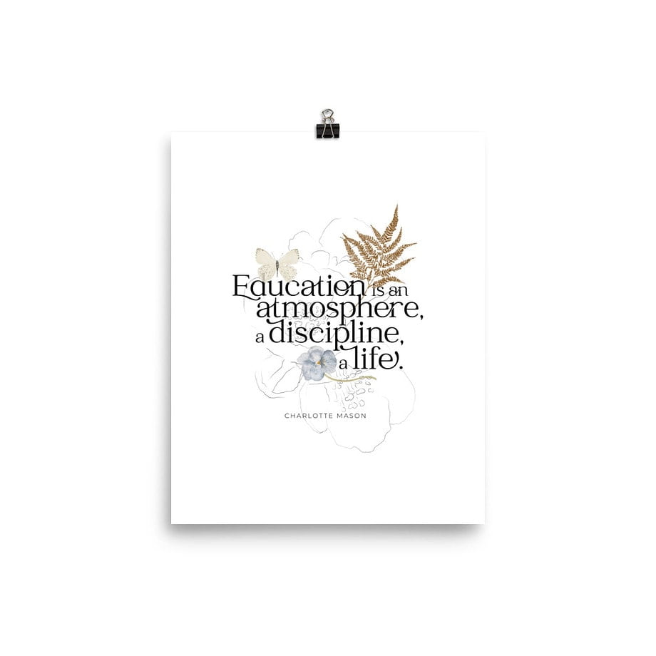 Charlotte Mason “Education is an Atmosphere” Quote with Watercolor Nature Ephemera Print - Image 11