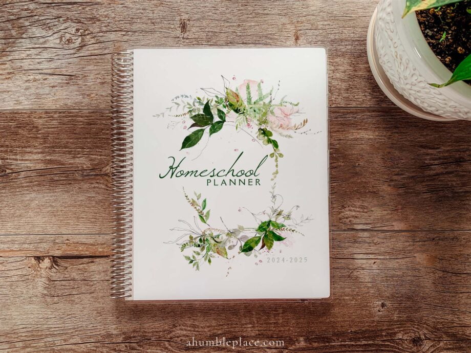 Customizable Printable Homeschool Planner Cover with Spring Greenery - Image 3