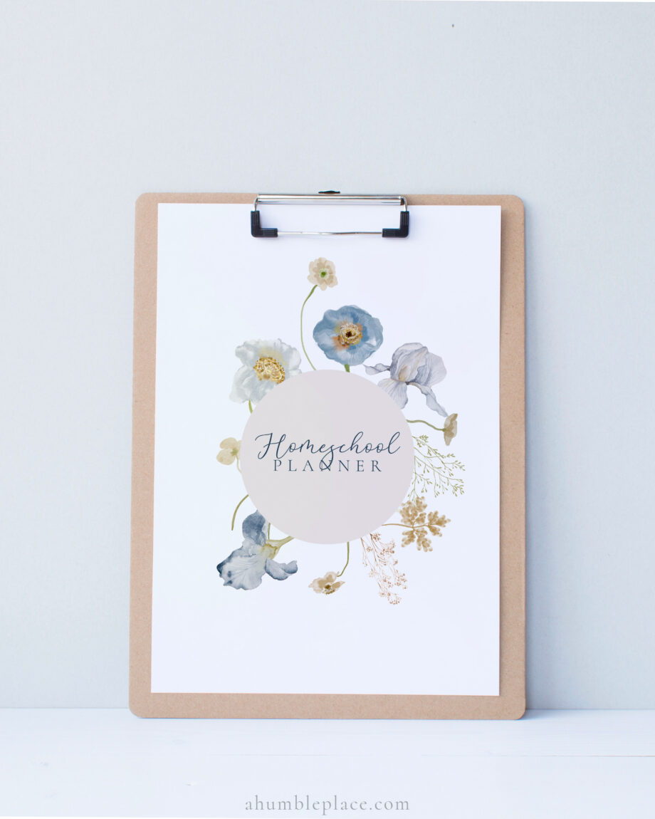 Customizable Printable Homeschool Planner Cover with Floral Ephemera