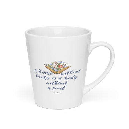 Cicero "A home without books..." Quote with Watercolor Book Art Latte Mug
